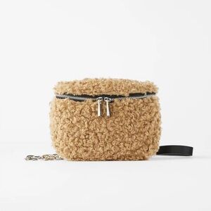 Zara Faux Teddy Fur Pouch Cross Body Pouch Bag